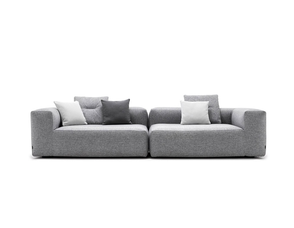 Montecarlo Lounge sofas with backrest and armrest in gray fabric on a white background.