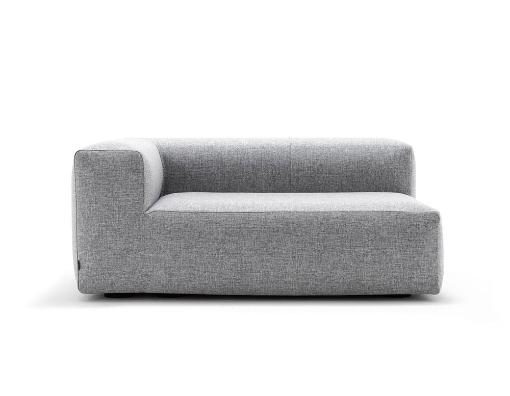 Montecarlo Lounge sofa with backrest and armrest in gray fabric on a white background.