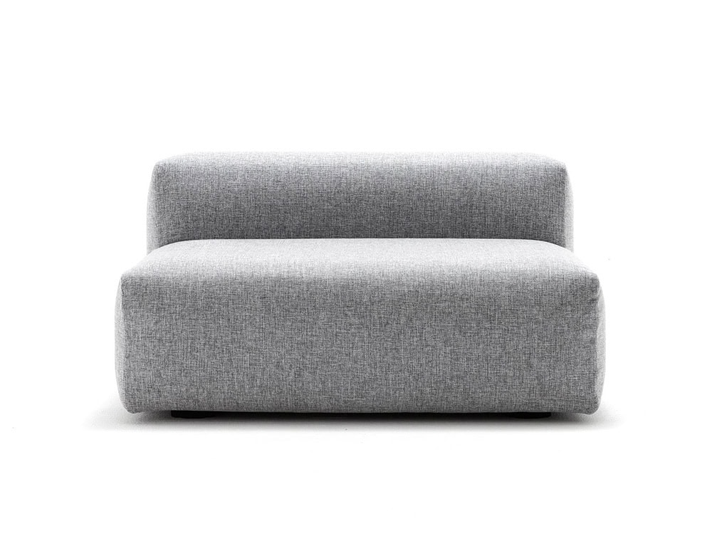 Montecarlo Lounge sofa with backrest in gray fabric on a white background.