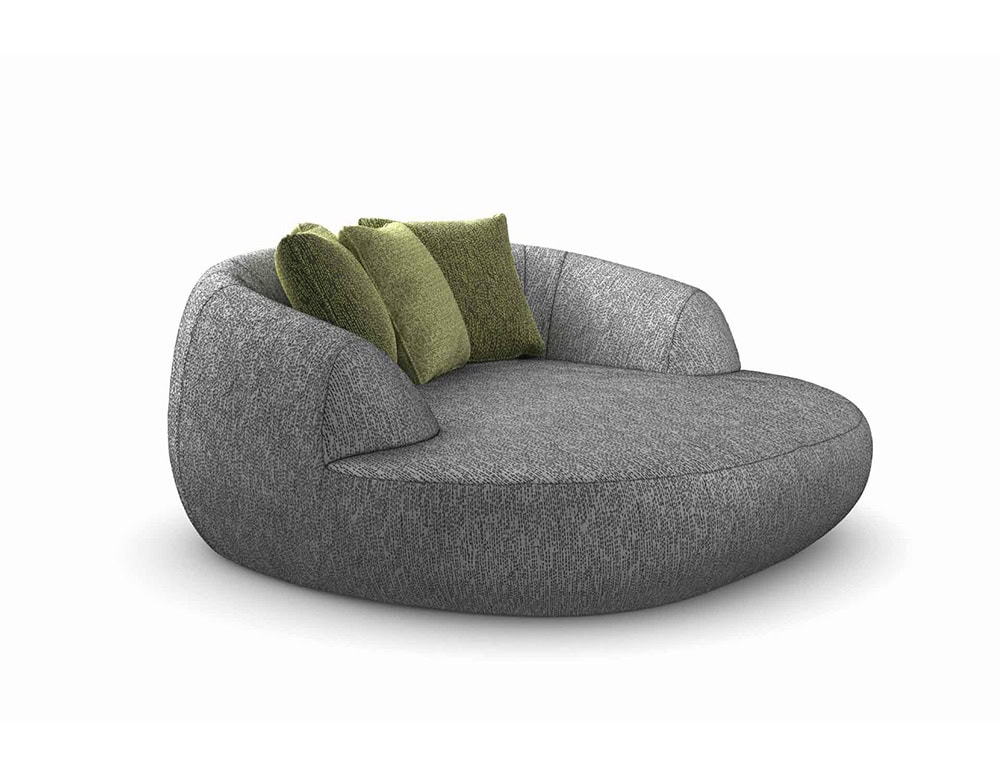 Palau Daybed with armrest and backrest in gray on a white background.