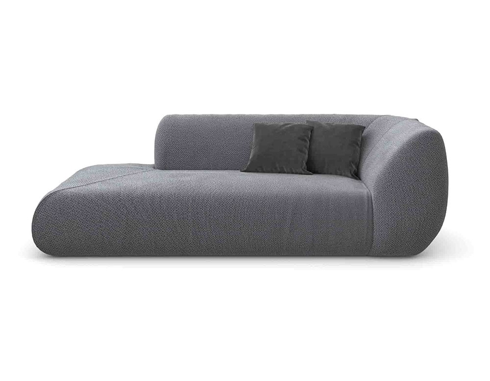 Palau Dormeuse with armrest and backrest in gray on a white background.