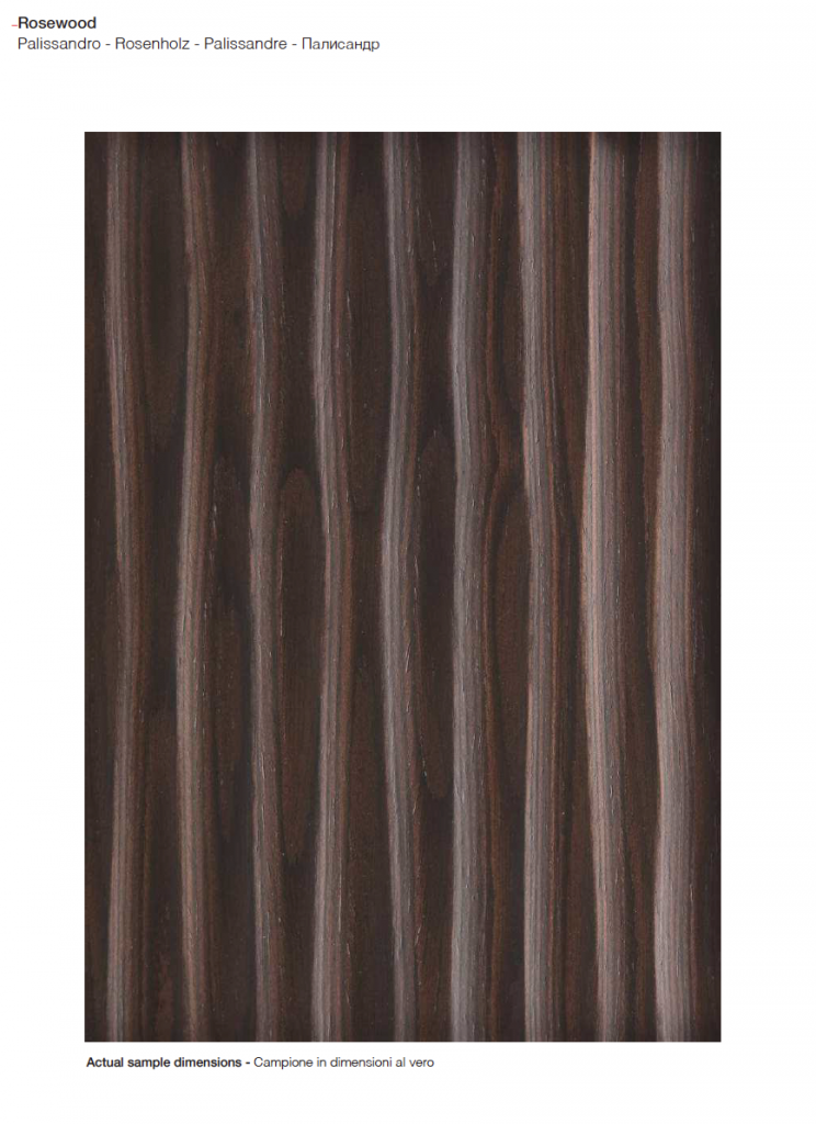 Onda finish wood sample in a dark brown color with wave-like patterns, set against a white background.