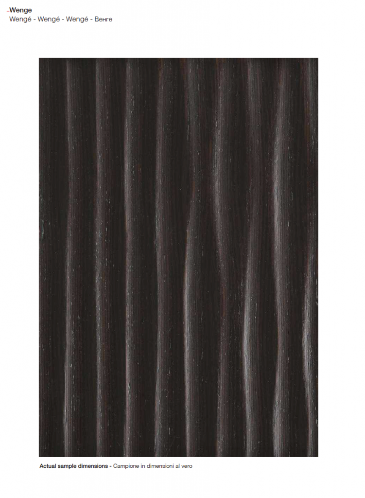 Onda finish wood sample in a dark brown color with wave-like patterns, set against a white background.