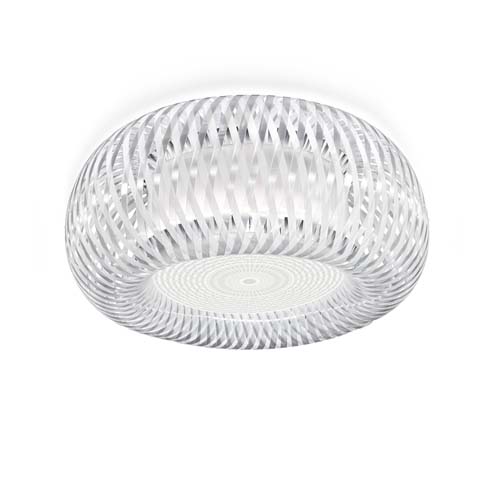 ceiling lamp made in the shape of a basket based on technopolymers in a white tone on a white background