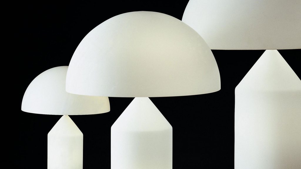 table lamp made in the shape of a mushroom based on transparent glass