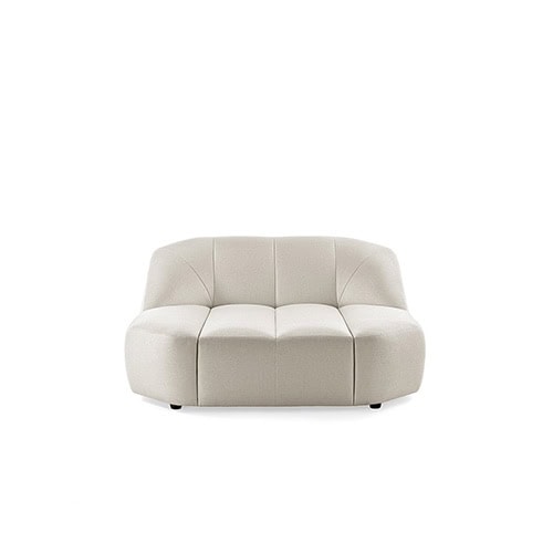 Armchair made of polyurethane foam, wooden base and upholstered in white leather.