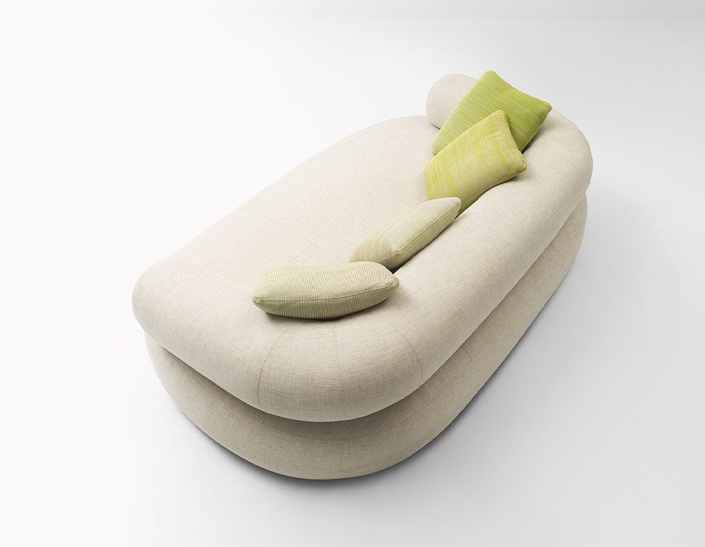 sofa made of polyurethane foam in its structure and covered in removable fabric in a white tone