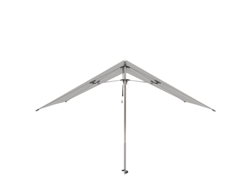 Umbrella made of pointed steel base and waterproof fabric in a white tone