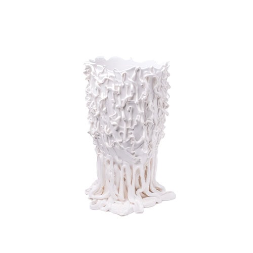 Medusa Vase White with irregular pattern on a white background.