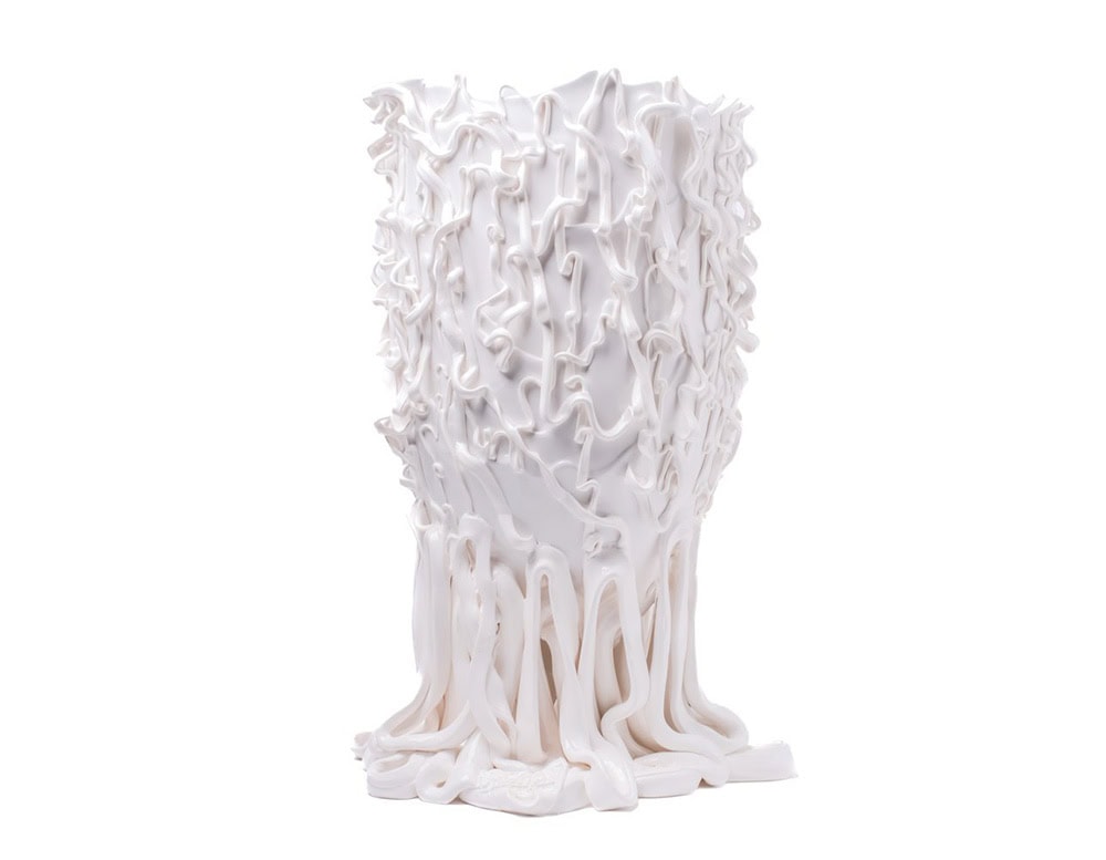 Medusa Vase White with irregular pattern on a white background.