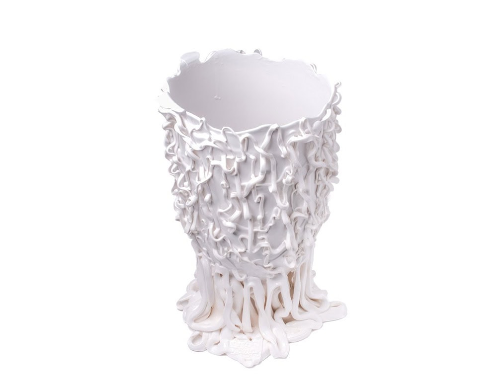 Medusa Vase White with irregular pattern on a white background.